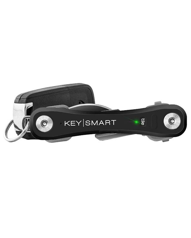 KeySmart Pro Key Holder with Tile Smart Location Tracking - Holds Up to 10 Keys - Black