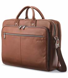 Samsonite Classic Leather Toploader 15.6" Laptop Bag - Cognac