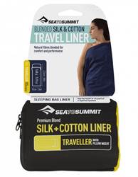 Sea to Summit Travel Sleep Liner : Silk and Cotton with Pillow Insert - Navy