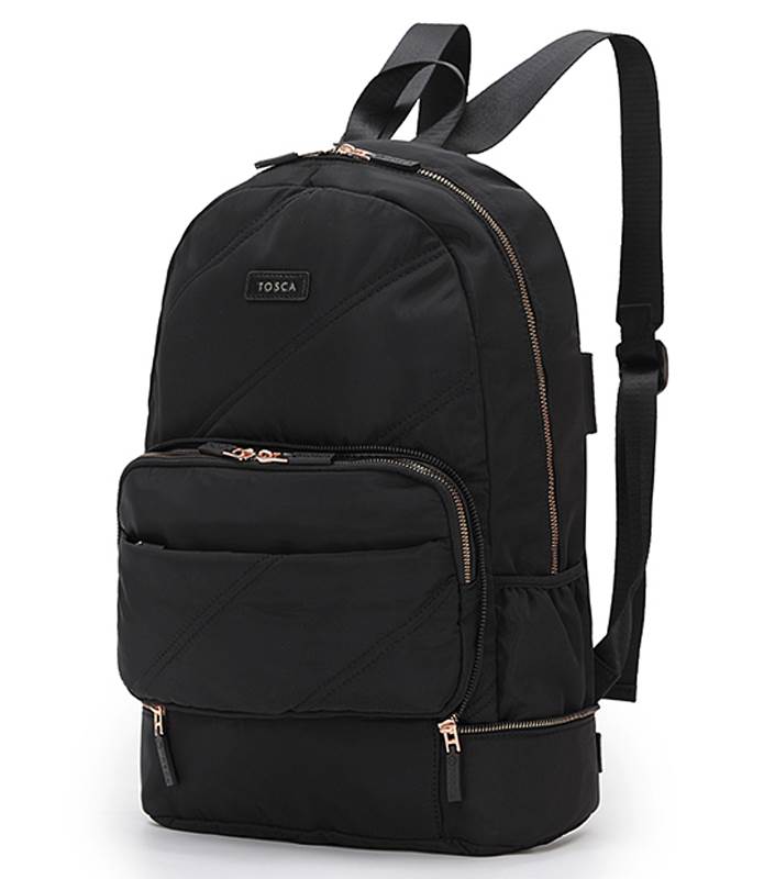 Tosca Harlow Zip Away Backpack / Shoulder Bag - Black Stitch